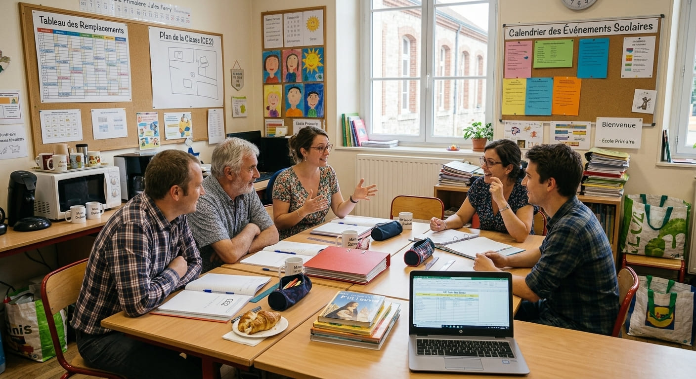Liste des élèves de l'école : 124 élèves, 3 050 observations, vue d'équipe partagée.